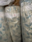*37m X 1.4m Roll of Natural And Teal Coloured Leaf Design Curtain Fabric