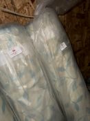 *32m X 1.4m Roll of Natural And Teal Coloured Leaf Design Curtain Fabric