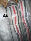 *40m X 3m Roll of Red, Black, Silver On White Background Organza Transparent Design Fabric