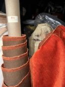 *8m X 1.4m Roll of Pumpkin Orange Velvet/Chenille Type Fabric