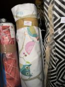 *25m X 1.4m Roll of Owl/Bird Floral Cotton Type Furnishing Fabric