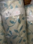 *54m X 1.4m Roll of Natural And Teal Coloured Leaf Design Curtain Fabric