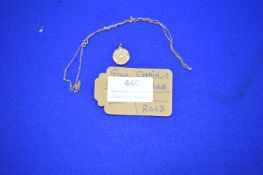 9ct Gold Chain and Yorkshire Rose Pendant 3.49g total