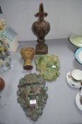 Two Green Man Plaques plus Goblet etc.