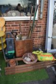 Garden Tools, Wooden Ladder, Terracotta Pots, etc.