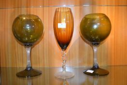 Three Oversized Coloured Glass