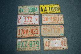 Eight Metal American Registration Plates