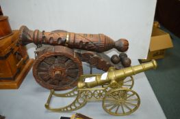 Brass Canon and a Wooden Canon