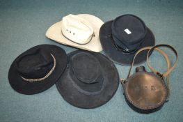 Four Men's Hats plus Leather Water Bottle