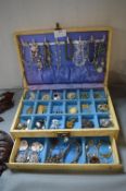 Jewellery Box Containing Vintage Costume Jewellery