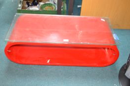 Red Glass Topped Coffee Table