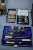 Walker & Hall Cased Carving Set plus Cutlery Sets,