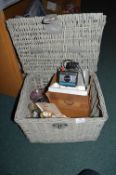Picnic Basket and Contents of Candlesticks and a P