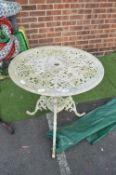 Circular White Painted Aluminium Garden Table