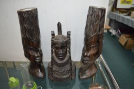 Three Ethnic Tribal Wooden Carving