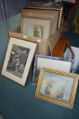 Two Boxes of Framed Pictures and Prints