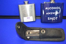 Two Hip Flasks and a Pocket Knife