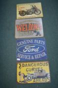 Four Reproduction Metal Motoring Advertising Signs