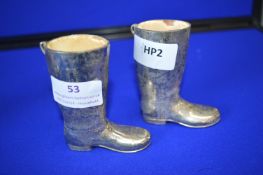 Pair of White Metal Riding Boot Flower Holders