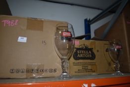 Fifteen Stella Artois Pint and Fourteen Half Pint Glasses