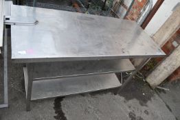 Stainless Steel Preparation Table with Two Undershelves 87cm x 140x60cm