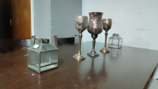 *Three Decorative Goblets, and Two Candle Lanterns