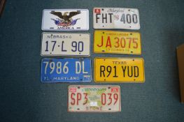 Seven Metal American Registration Plates