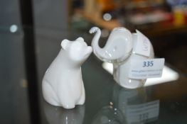 Glass Elephant and Polar Bear Paperweights