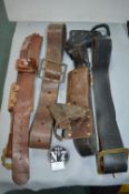 Four Leather Belts Including One with Zippo Lighte