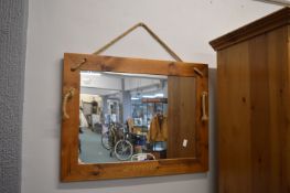 Pine Framed Mirror with Rope Hanging Detail