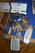 Assorted Collectibles Including Lighters, Hip Flas