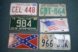 Six American Metal Registration Plates