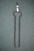 Pair of Vintage Wrought Iron Coal Tongs