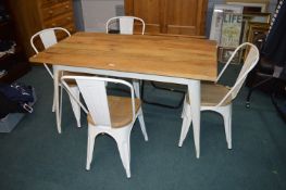 Industrial Style Metal Framed Table with Four Matc