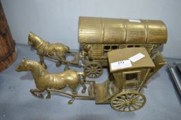 Two Brass Horse Drawn Vehicles