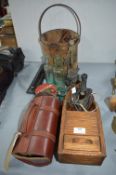 Vintage Items Including Wooden Bucket, Coal Barge,