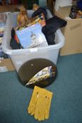 Box of Assorted Decorative Items and Clothing