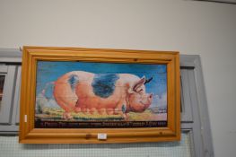 Pine Framed Pig Print