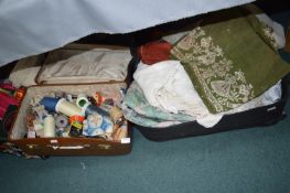 Two Cases of Linens and Sewing Accessories