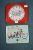 Two Reproduction Metal American Style Wall Clocks