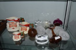 Three Graduated Santa Character Jugs, plus Glass C