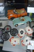 Two Model Cars, Playing Card Posters, etc.