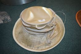 *Wide Brimmed Gold Hat with Bow Decoration