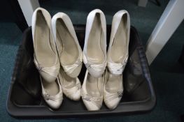 *Four Pair of Traying-On Bridal Shoes Sizes: 3, 6, 7, & 8
