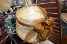 *Lady’s Gold & Brown Hat with Bow Decoration