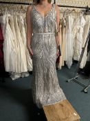 *Mascara of London Silver Sequin Full Length Dress Size: 16 RRP: £399
