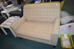 *Cream Tartan Two Seat Sofa with Matching Footstool