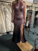 *Mascara of London Pink & Navy Sequin Full Length Dress Size: 12