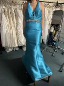 *Venus Prom Blue Prom Dress with Beaded & Sequin Waistband Size: 8 RRP: £299