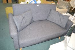 *Grey Two Seat Sofa on Turned Beech Legs with Two Scatter Cushions
